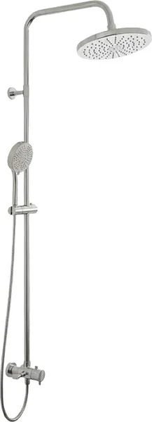 Jawad Terra GX 001260 Chrome 2-in-1 Shower Column featuring a 25 cm round overhead shower and a 3-function hand shower with a thermal hose.