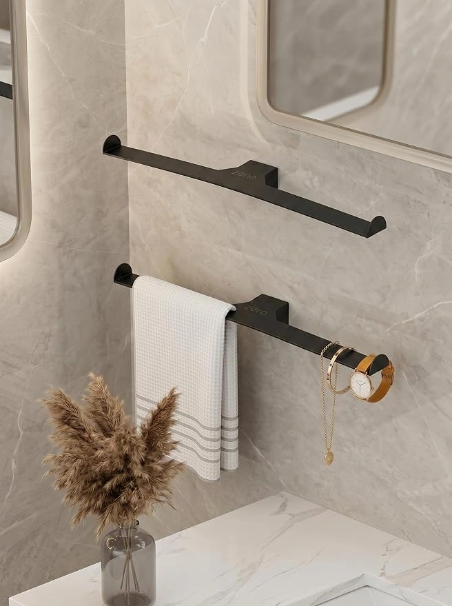 ZENO B-214 Metal Towel Rack Wall Mount Compact Bathroom Accessory