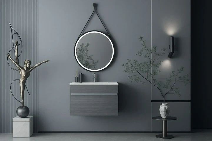 DOVVO porcelain unit 80*50 cm gray 752 with white sink from