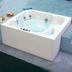 Ideal Standard White Spa Jacuzzi (213 x 190 cm) with 32 jets, four side panels, and chassis.