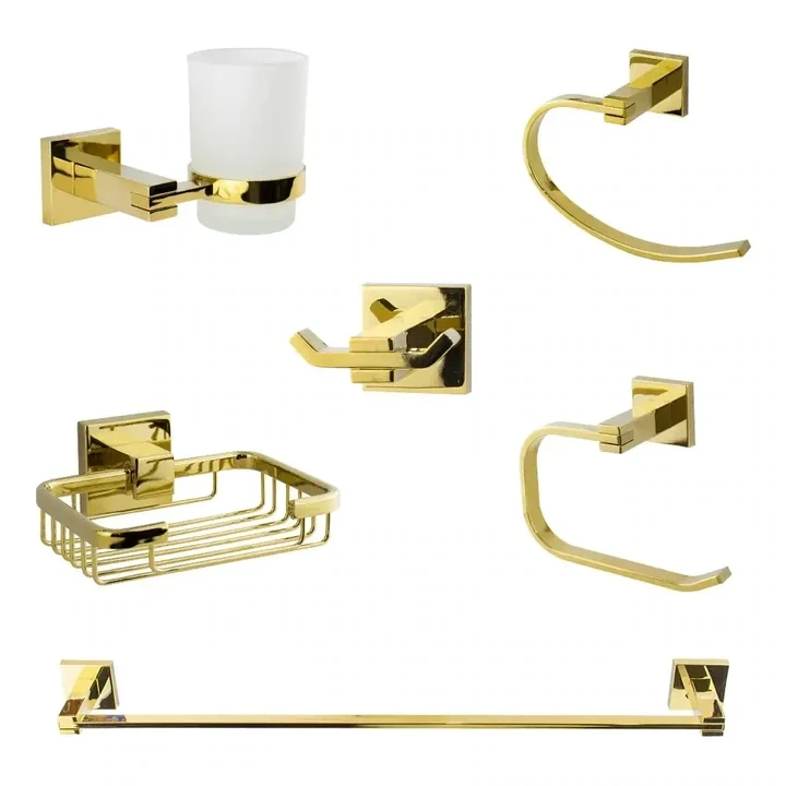 DR-7200-G 6-Piece Bathroom Accessory Set – Glossy Gold (Imported by Dream)