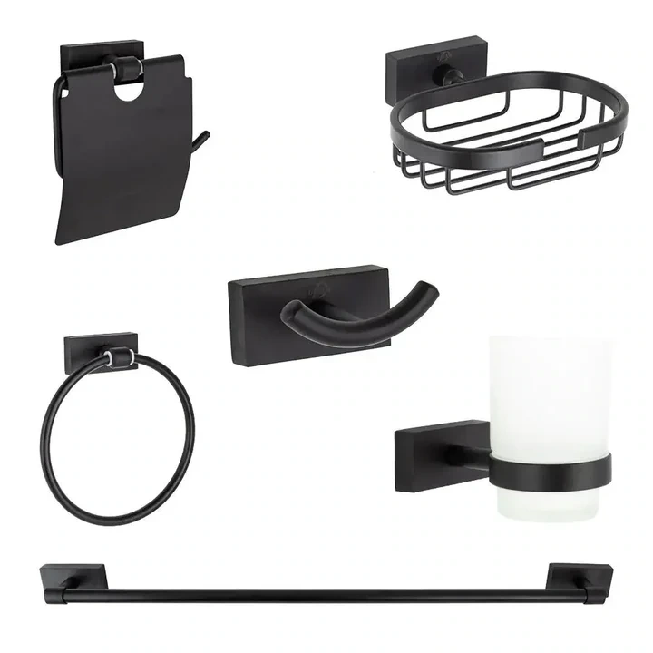 DR-4500-B 6-Piece Bathroom Accessory Set – Matte Black – Imported by Dream