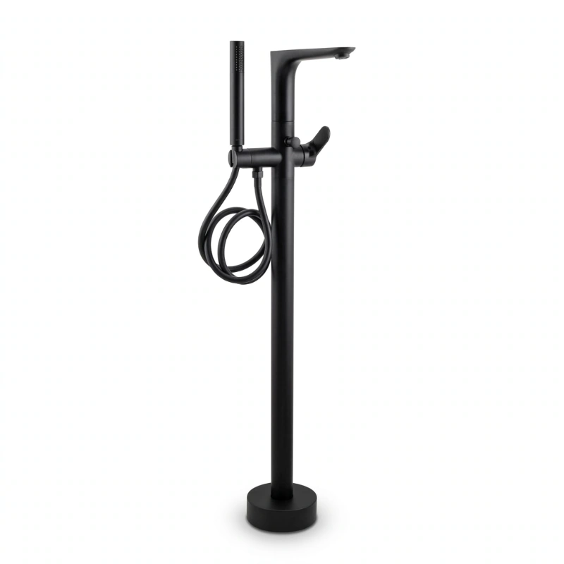 Tara Black Floor-Mounted Bathtub Mixer