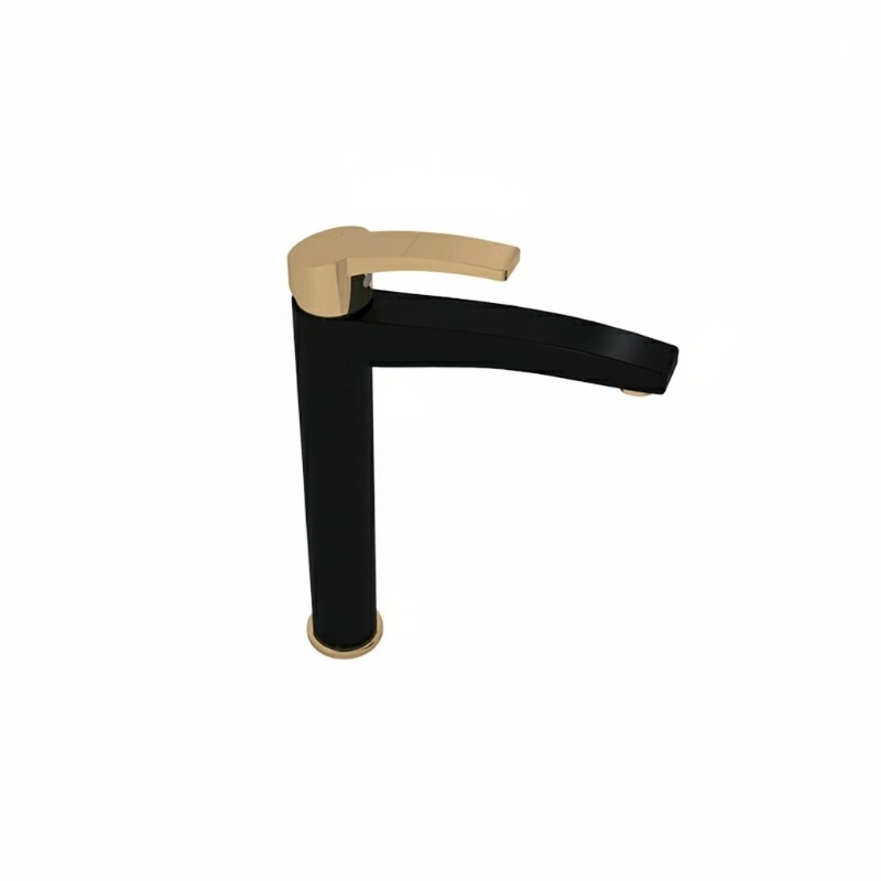 Amazon Tall Single-Lever Basin Mixer with Pop-up Waste – Black & Gold