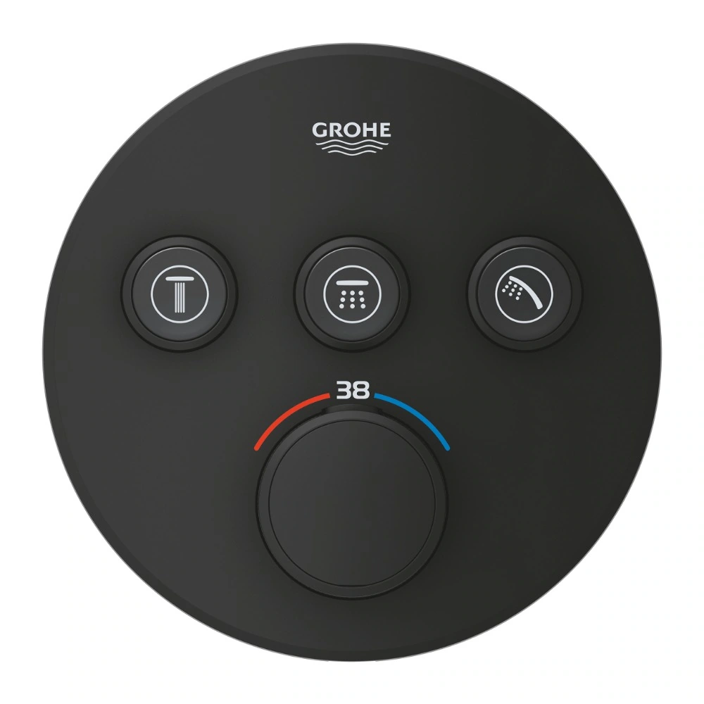 Grohe Grohtherm SmartControl Round Concealed Mixer Trim – Black
