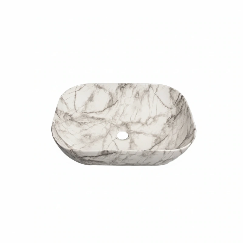 Decorative Soft Marble-Effect Countertop Basin (45.5 x 32.5 cm)
