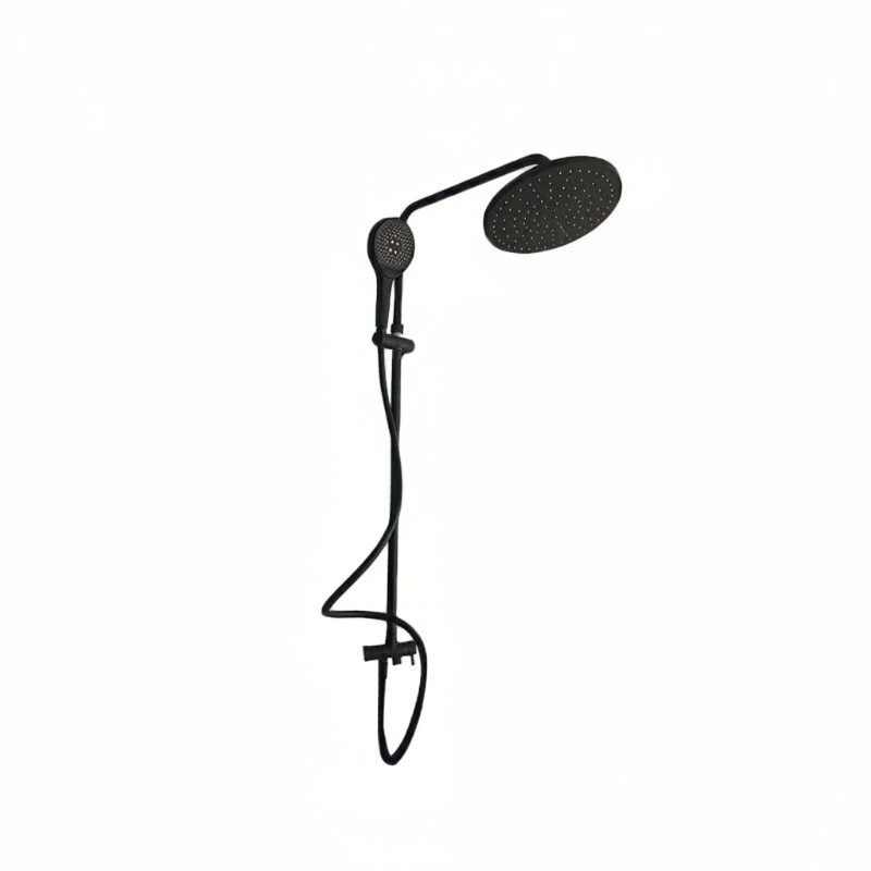 Kludi RAK Shower Rail Set with Overhead Shower and Hand Shower (Round, Black) – 48042EG.BK2